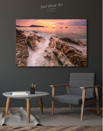 Beautiful Ocean Sunset Landscape Canvas Wall Art - image 4