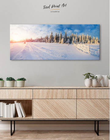 Winter Landscape Trees in Frost Canvas Wall Art