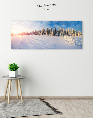 Winter Landscape Trees in Frost Canvas Wall Art - image 4