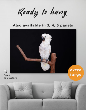 White Cockatoo on a Branch Canvas Wall Art - image 2