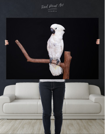 White Cockatoo on a Branch Canvas Wall Art - image 1