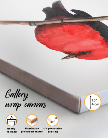 Watercolor Red Cardinal Bird Canvas Wall Art - image 2
