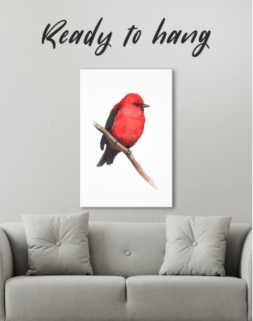 Watercolor Red Cardinal Bird Canvas Wall Art - image 1