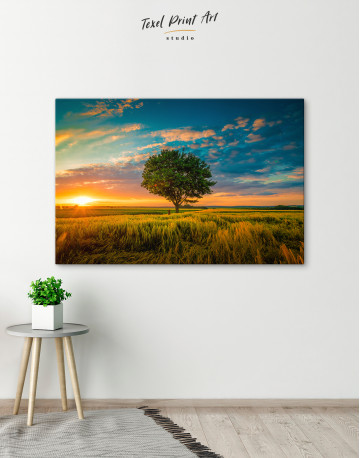 Single Tree Under a During a Sunset Canvas Wall Art - image 8
