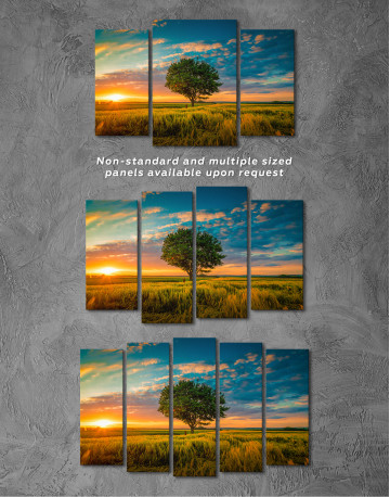 Single Tree Under a During a Sunset Canvas Wall Art - image 5