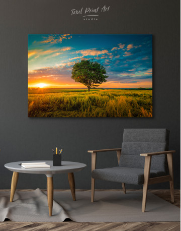 Single Tree Under a During a Sunset Canvas Wall Art - image 4