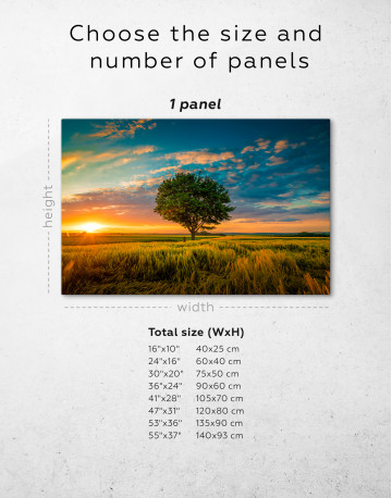 Single Tree Under a During a Sunset Canvas Wall Art - image 1