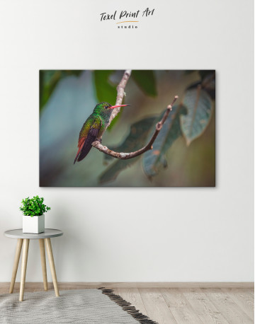Tiny Hummingbird on a Tree Branch Canvas Wall Art - image 5