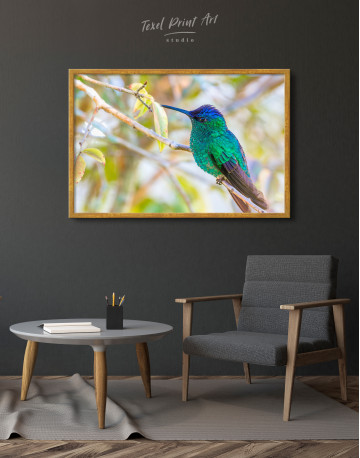 Framed Hummingbird on a Tree Branch Canvas Wall Art - image 4