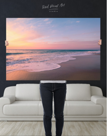 Beautiful Colorful Sunset at the Beach Canvas Wall Art - image 1