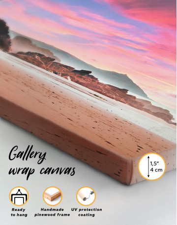 Beach During a Pink Sunset Canvas Wall Art - image 7