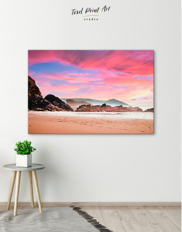 Beach During a Pink Sunset Canvas Wall Art - image 5