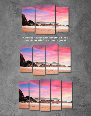 Beach During a Pink Sunset Canvas Wall Art - image 4
