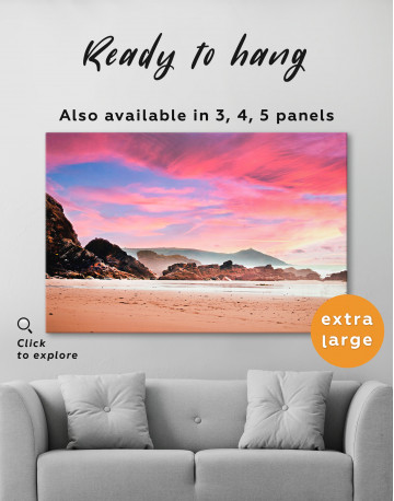 Beach During a Pink Sunset Canvas Wall Art - image 2
