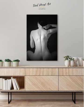 Black and White Female Erotic Back Canvas Wall Art