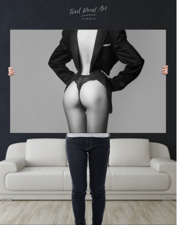 Erotic Woman in Jacket Canvas Wall Art - image 8