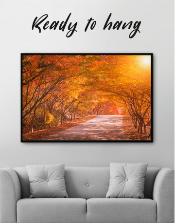 Framed Autumn Fall Road Landscape Canvas Wall Art - image 2