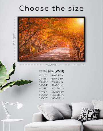 Framed Autumn Fall Road Landscape Canvas Wall Art - image 6