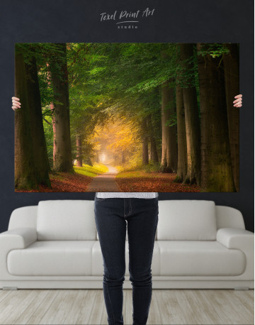 Pathway in the Middle of a Forest Canvas Wall Art - image 7