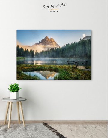 Lake with Mist in the Mountains Canvas Wall Art - image 4