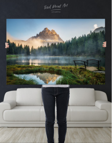 Lake with Mist in the Mountains Canvas Wall Art - image 8