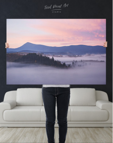 Foggy Morning in the Carpathian Mountains Canvas Wall Art - image 7