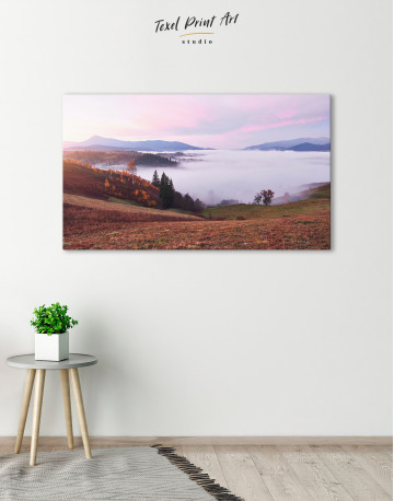 Autumn Foggy Morning in the Carpathian Mountains Canvas Wall Art - image 4