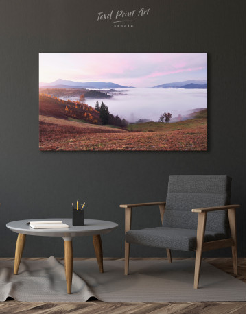 Autumn Foggy Morning in the Carpathian Mountains Canvas Wall Art - image 6
