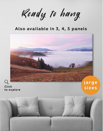 Autumn Foggy Morning in the Carpathian Mountains Canvas Wall Art - image 7