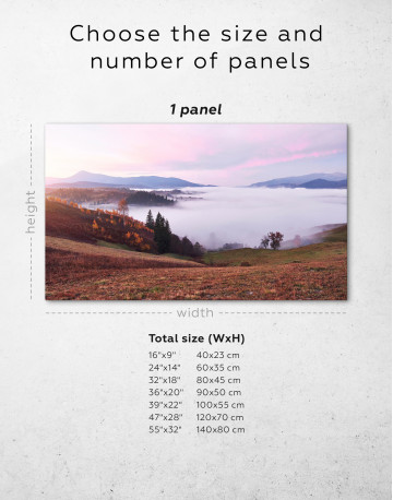 Autumn Foggy Morning in the Carpathian Mountains Canvas Wall Art - image 1