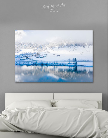 Lake by the Snow-Covered Hills Canvas Wall Art