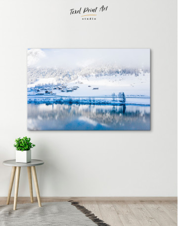 Lake by the Snow-Covered Hills Canvas Wall Art - image 4