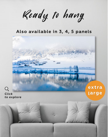 Lake by the Snow-Covered Hills Canvas Wall Art - image 2