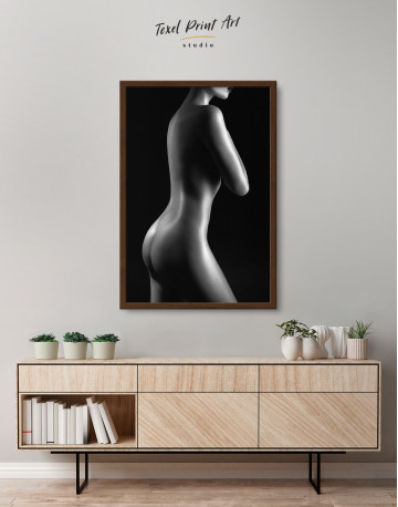 Framed Silhouette Naked Woman is Black and White Canvas Wall Art