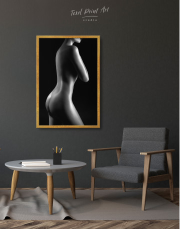 Framed Silhouette Naked Woman is Black and White Canvas Wall Art - image 3