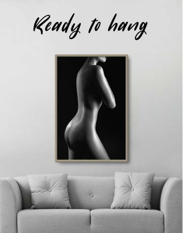 Framed Silhouette Naked Woman is Black and White Canvas Wall Art - image 2