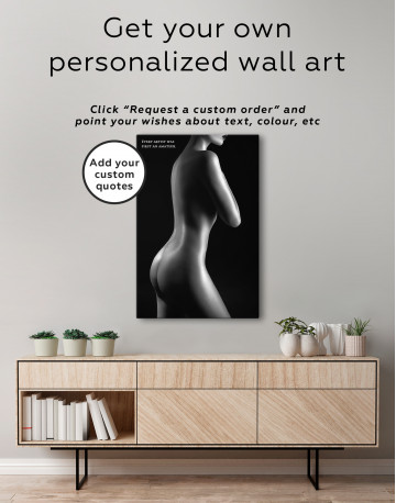 Silhouette Naked Woman is Black and White Canvas Wall Art - image 3