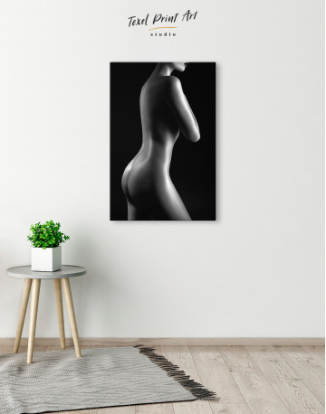 Silhouette Naked Woman is Black and White Canvas Wall Art - image 2