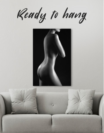 Silhouette Naked Woman is Black and White Canvas Wall Art - image 1