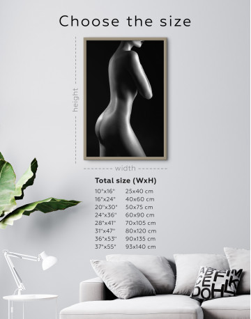 Framed Silhouette Naked Woman is Black and White Canvas Wall Art - image 1