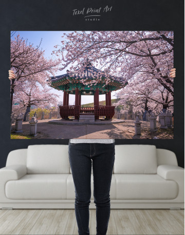 Spring Cherry Blossom in Park in Seoul, South Korea Canvas Wall Art - image 2