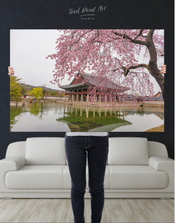 Cherry Blossom in Spring Seoul South Korea Canvas Wall Art - image 3