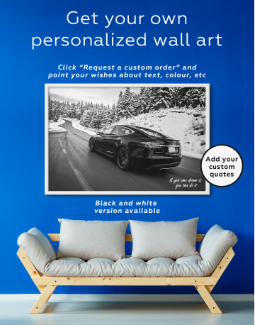 Framed Black Tesla Model S Canvas Wall Art - image 3