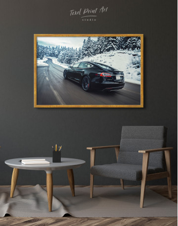 Framed Black Tesla Model S Canvas Wall Art - image 2