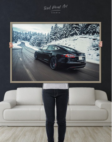 Framed Black Tesla Model S Canvas Wall Art - image 6