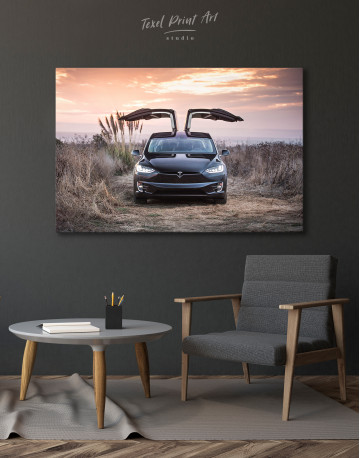 Black Tesla Model X Canvas Wall Art - image 4
