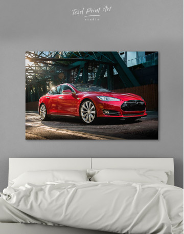 Red Tesla Model S Canvas Wall Art