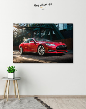 Red Tesla Model S Canvas Wall Art - image 4
