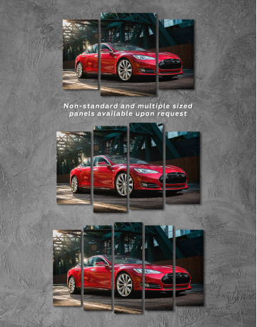 Red Tesla Model S Canvas Wall Art - image 4