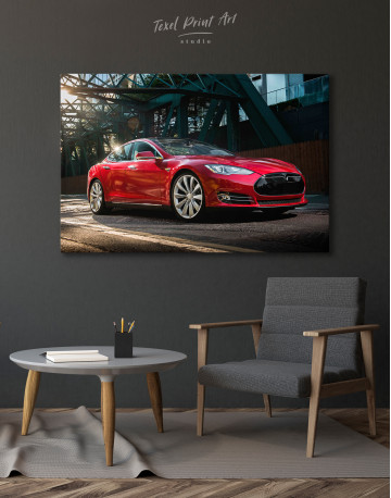 Red Tesla Model S Canvas Wall Art - image 6